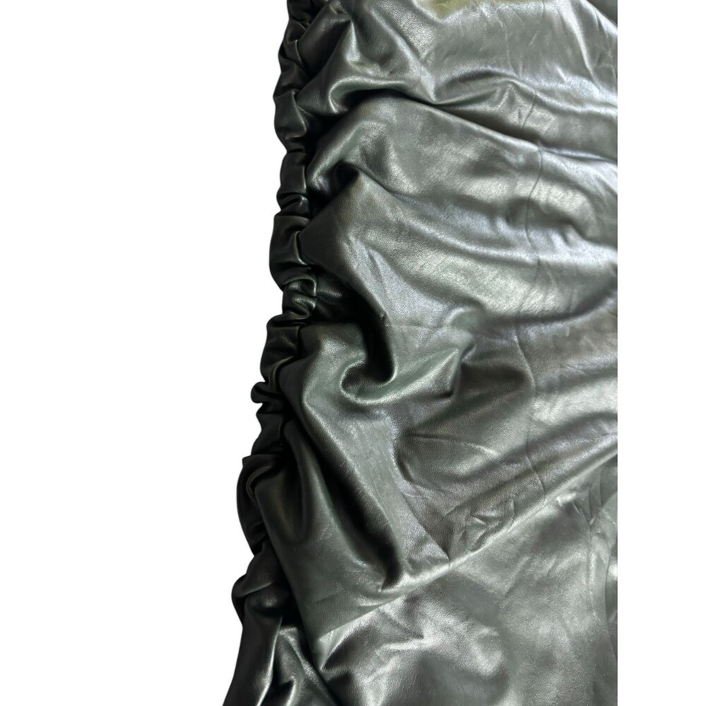Susana Monaco Faux Leather Green Black Strapless Ruched Mini Dress Small - Picture 8 of 15